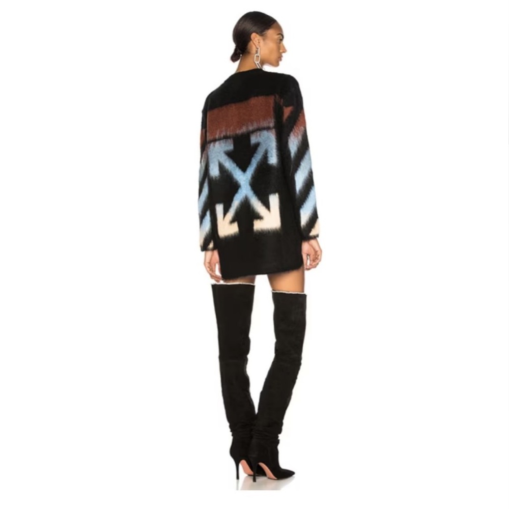 Off -White Diag Intarsia Mohair Sweater in Black Multi, Size 38/M